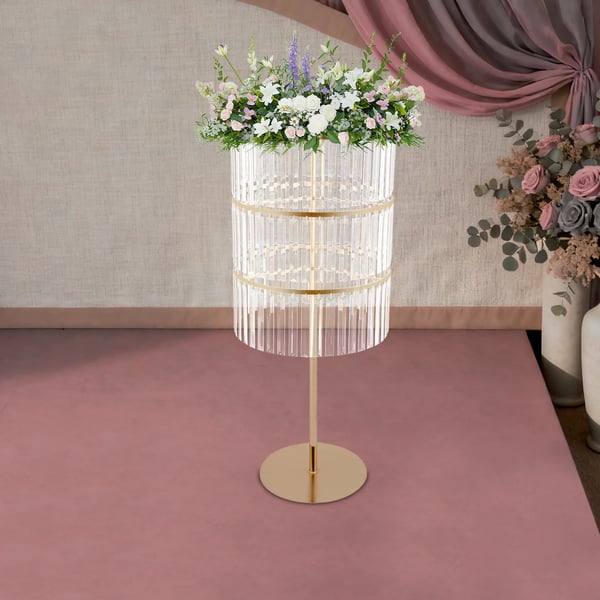 Blomsterstand, 3 niveauer, elegante krystalpendler,Guld