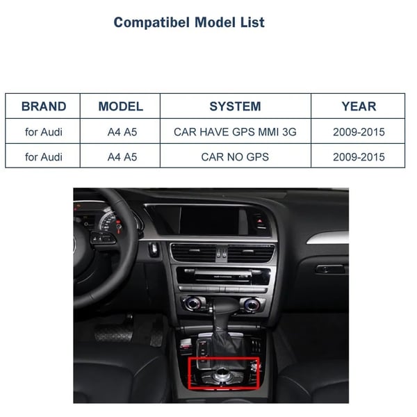 CarPlay og Android Auto modul, trådløs forbindelse, støtte til bagkamera,Med MMI 3g