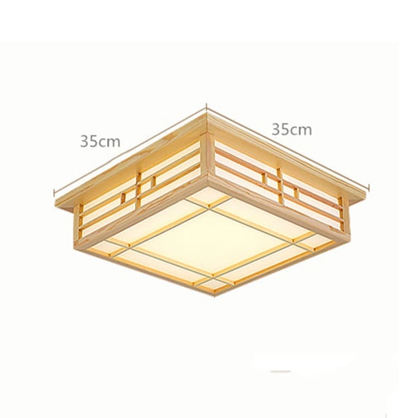 Loftlampe, Konstruktion i fyrretræ, Firkantet form, Dæmpbar LED,lys gul