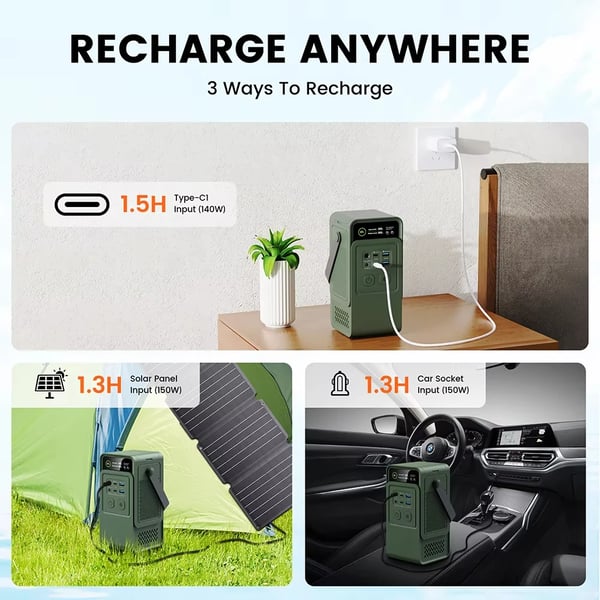 Bærbar Strømbank, 60000mAh Batteri, Multi-Port Opladning,EU stik