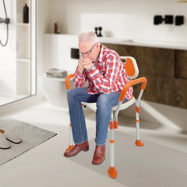 Duschstol, Justerbar Höjd, Antiglid Säkerhetsfunktioner,Orange