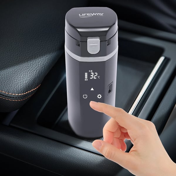 Elektrisk Bil Kedelvarmer, 500ML Kapacitet, Intelligent Temperaturvisning,sort