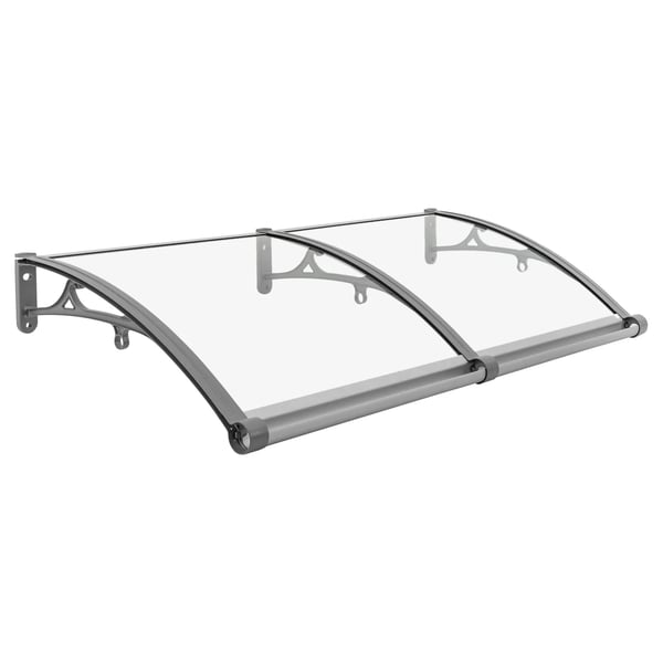 Dørmarkise, 120 x 60 cm, Aluminiumlegering, 200 kg belastningsevne, buet design, nem vedligeholdelse