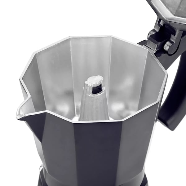 Kaffemaskine, 6 kopper, moderne design, brugervenlig betjening,sort