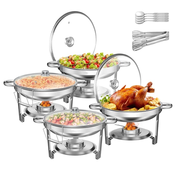 Chafing Dish Sæt, Rustfrit Stål, 5 Quart Kapacitet,5 Qt 4 Pak