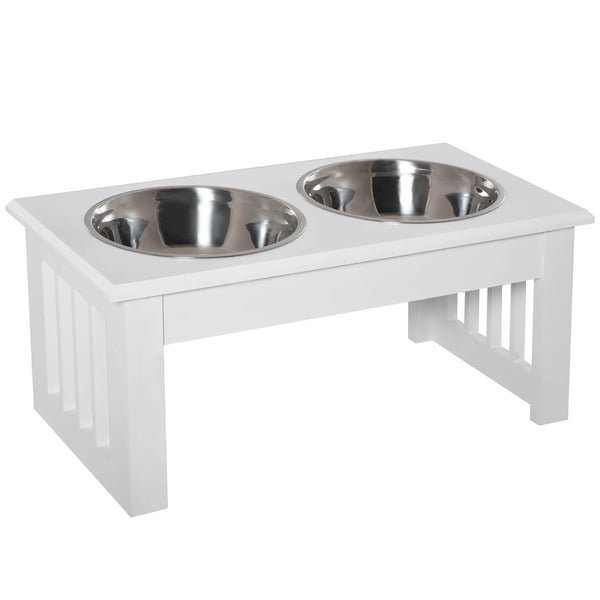 Hundmatare, Stålram, Höjd Design,Vit