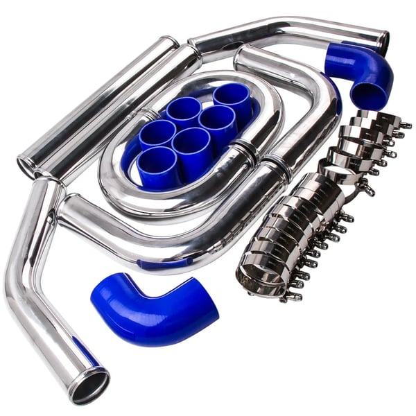 Intercooler Rør Sæt, 2.5 Tommer Diameter, 6061 Aluminium Materiale, Længde 56 cm, Bredde 43 cm, Varevægt 6.2 kg