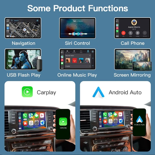 Carplay ja Android Auto -sovitin, langaton yhteys, käyttöliittymän integrointi,istuimelle MIB