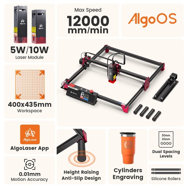 10W Laser Graver, Præcisionspunktstørrelse 0,05*0,1mm, Graveringhastighed 12.000mm/min,DIY KIT MK2 10W