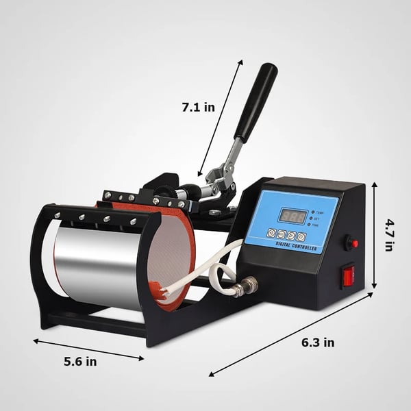 Kop Varmepresser, Højkvalitets aluminium og silikone, Passer til 11oz og 17oz krus, LCD kontrolpanel med automatisk regulering