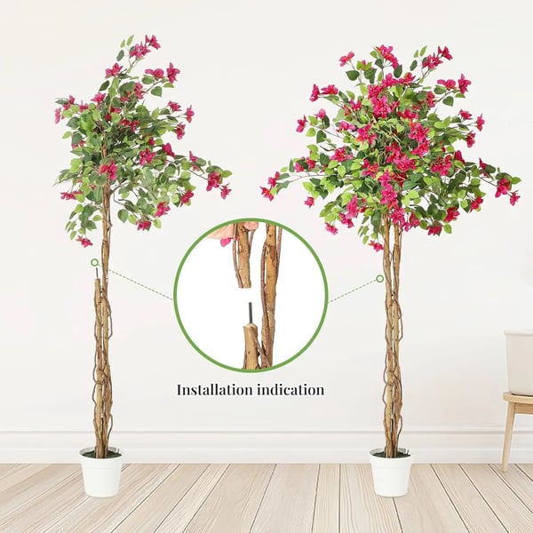 Kunstig Bougainvillea Træ, Realistisk Faux Plante, Ingen Vedligeholdelse,180cm, Pink