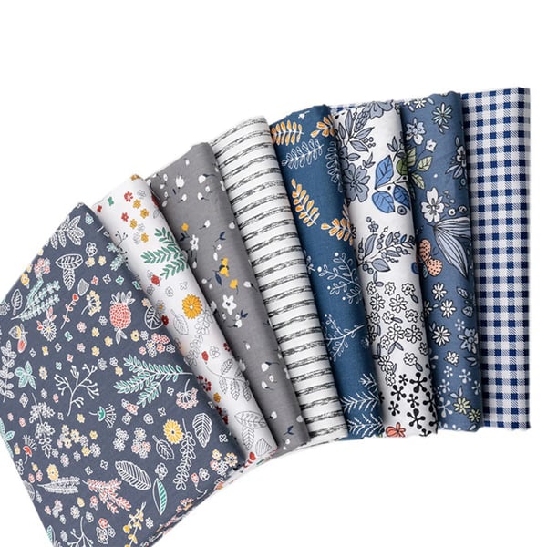 Patchwork tygset, 8 mönster, 100% bomull, 50 x 50 cm, 50x50cm, 8st
