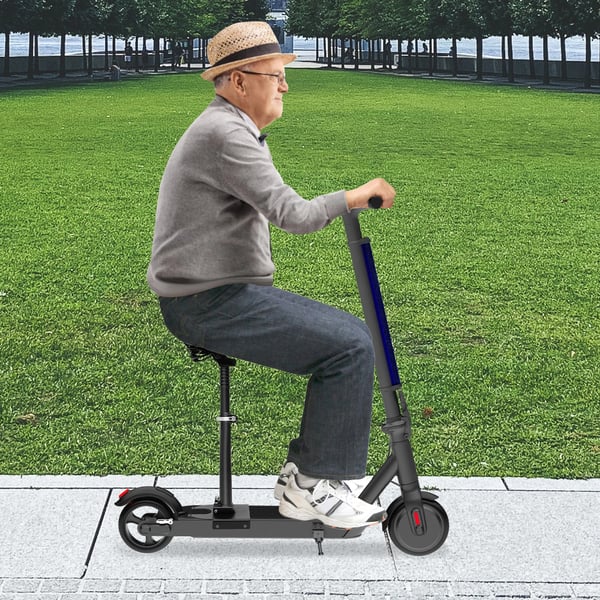 Høj Scooter Sæde, Justerbart Stødabsorberende Sæde, Ergonomisk Design, Komfortabel Tur,sort
