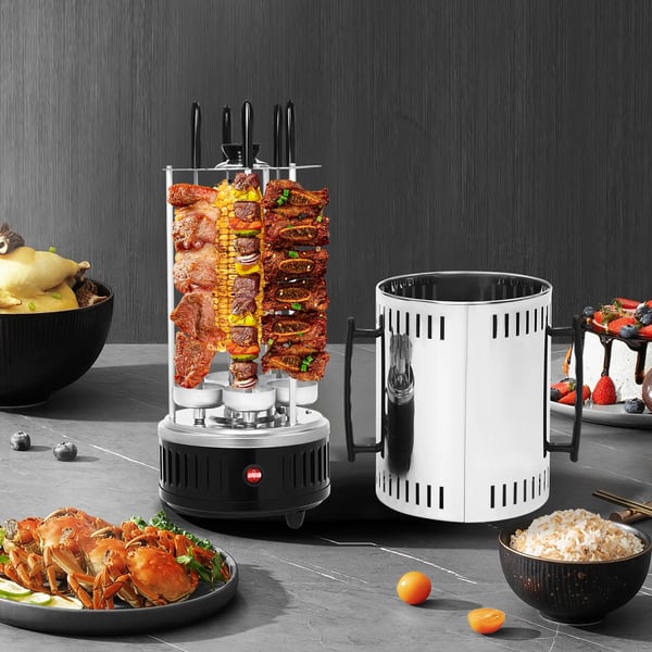 Elektrisk Grill, Vertikal Rotisserie, 1000W Effekt,Sort