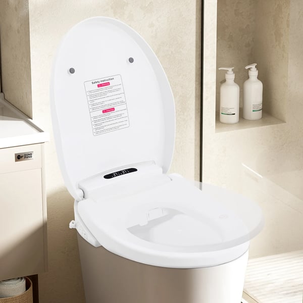 Intelligent Toilet Cover, Opvarmet Sæde, Fjernbetjeningsfunktioner,220V, EU Stik, HVID