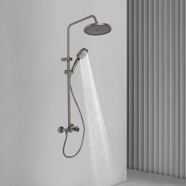 Brusesæt, 110 cm højde, vægmonteret, håndholdt og top spray tilstande, rund bruserhoved, premium rustfrit materiale