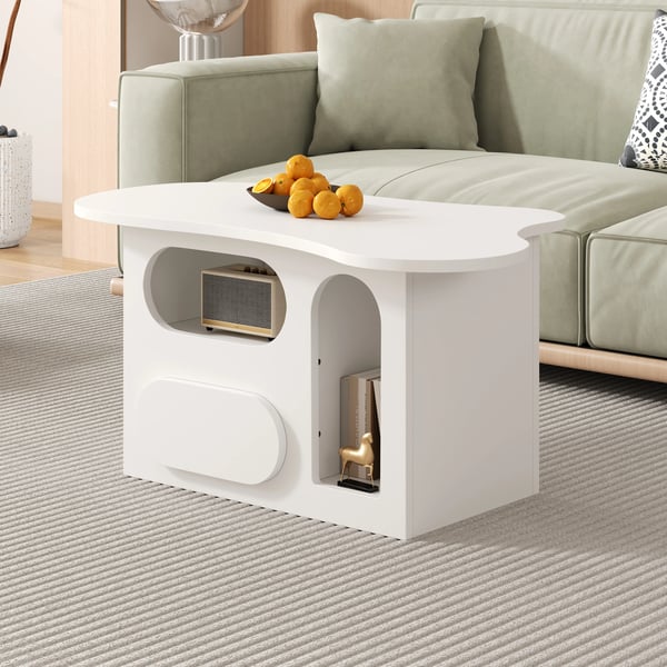 Cafébord, Moderne Design, Funktionel Opbevaring,Hvid