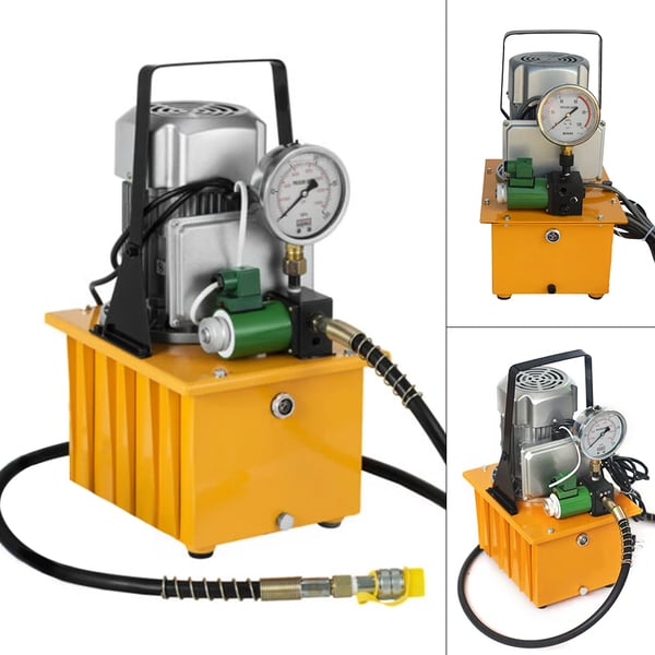Hydraulisk elektrisk pumpe, 10000 PSI output, 750W effekt, stålkonstruktion, pedalbetjening, justerbar flowrate