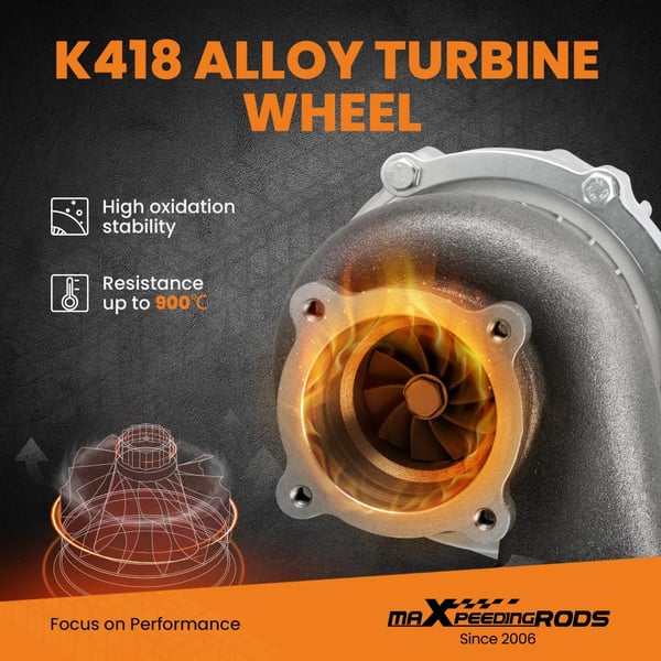 Turbocharger, Længde 35cm, Bredde 28cm, Højde 20cm, Kompatibel med 4 / 6 Cylinder Motorer, Øger Hestekræfter op til 500BHP