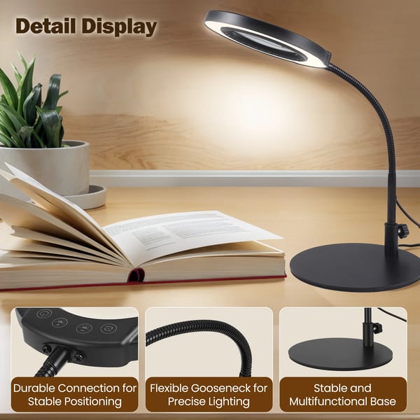 Gooseneck-lamppu, LED-valo, USB-virralla,musta