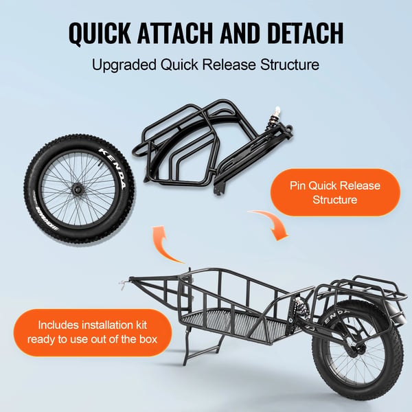 Cykel Cargo Trailer, Robust Konstruktion, 70 lbs Kapacitet,70lbs