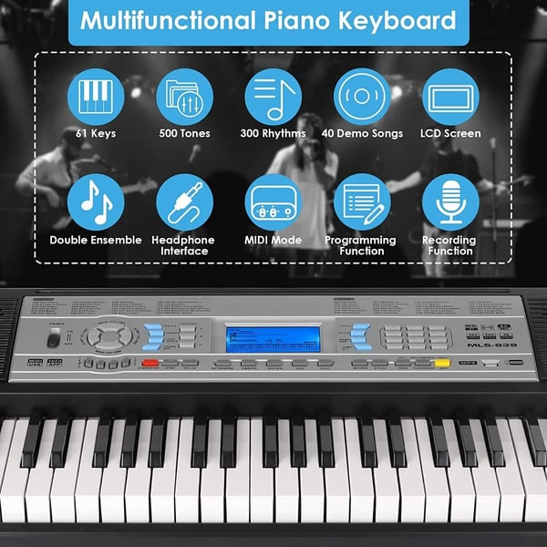 Piano, 61 Näppäintä, Puoli-painotettu Toiminta, Kaksoisvirransyöttö, Sisäänrakennettu Kaiutin, LCD-näyttö