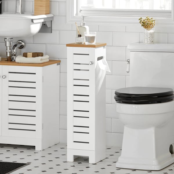 Toiletpapir Opbevaring, Pladsbesparende Design, Holdbar MDF Konstruktion,HVID