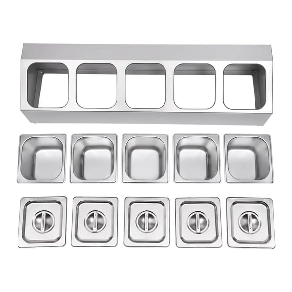 Kryddhylla, 5 Behållare, Lutande Design,Silver