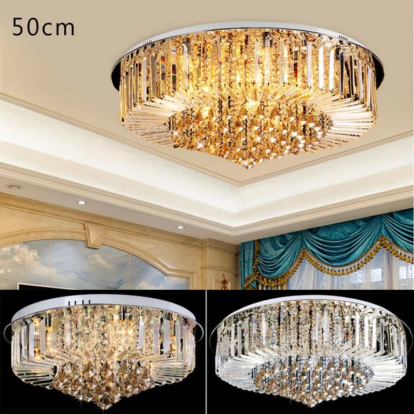 Loftlampe, Moderne Luksus Krystalglas, Rund LED Indbygningslampe, 50 cm Diameter,Klar