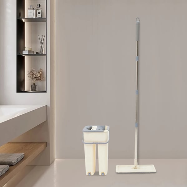 Flad Moppe, Ergonomisk Design, Genanvendelige Moppeklude,Beige