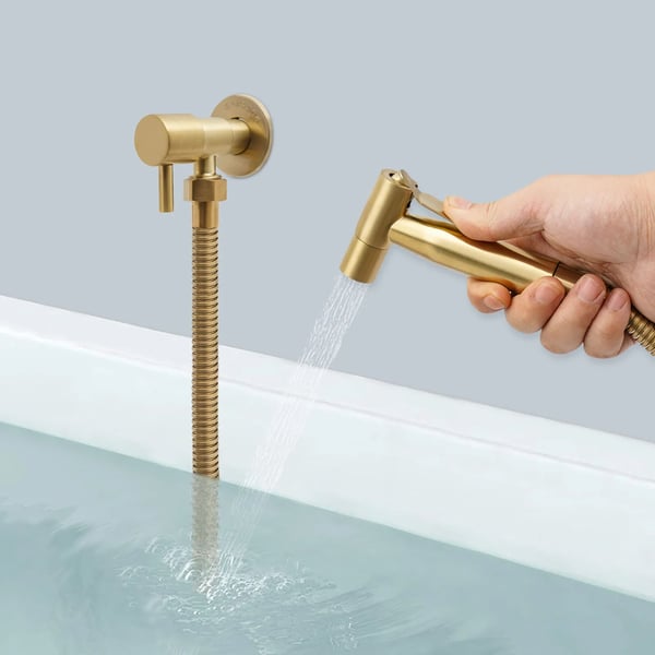 Badeværelsesvandhane Bidet Sprayer, Håndholdt Bruser, Vægmonteret Design,G1/2, Guld