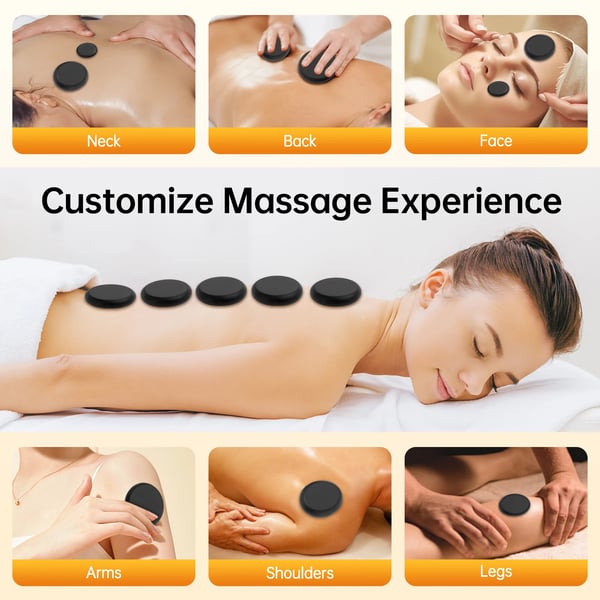 Hot Stones Massage Sæt, Flere Størrelser af Sten, EU Stik Inkluderet,gåse gul