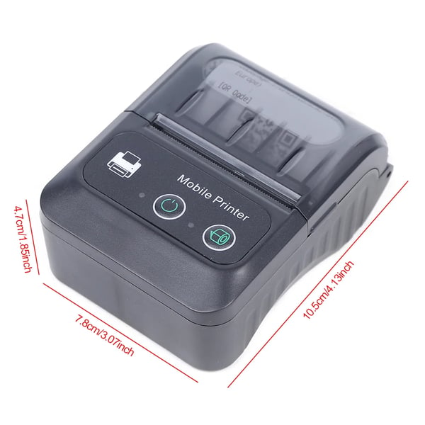 Termisk kvitteringsprinter, 1500mAH lithiumbatteri, 90mm/s udskrivningshastighed, 203 dpi opløsning, USB + Bluetooth-interface, kompakte dimensioner