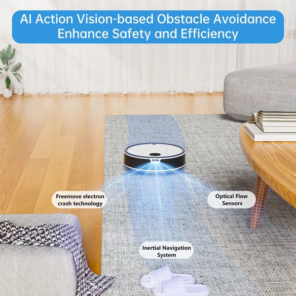 Robotstøvsuger, 6800Pa kraftig sugeevne, Wi-Fi/App/Alexa kontrol, automatisk selvopladning,OKP C5-EU, EU