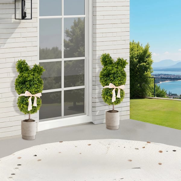 Topiary Plante, Dekorativ Kaninestil, 89cm Højde,grøn