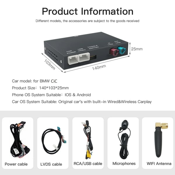 CarPlay/Android Auto Dekodermodul, Bluetooth-anslutning, Enkel installation,CIC System Carplay