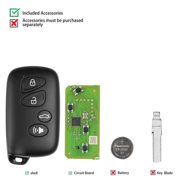 Xhorse XSTO03EN Smart Key, Universel Kompatibilitet, 4 Knap Funktionalitet,sort, 4 knapper