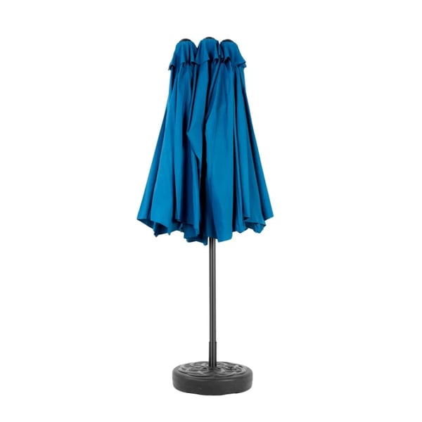 Patio Parasol, 14,8 ft Dækning, Robust Stål Ribber,Blå