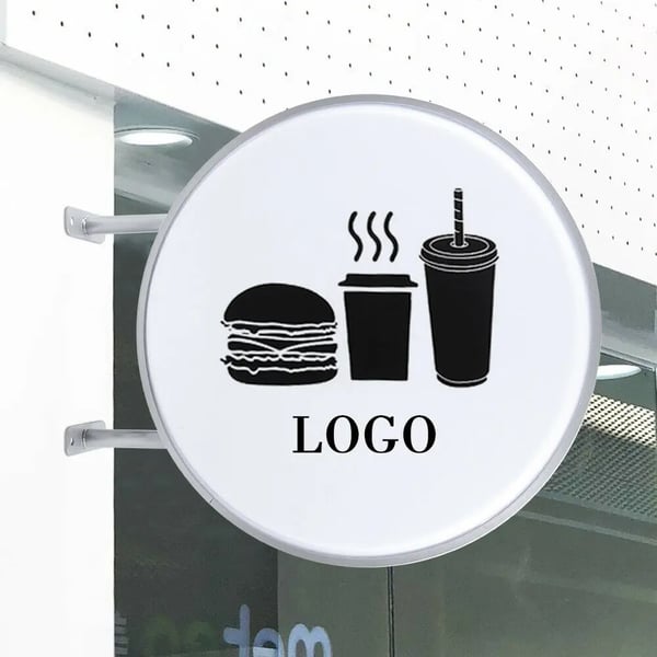 LED Udendørs Lysboks, 60 cm Rund, Vandtæt Billboard med Energisparende Belysning, Aluminiumsramme til Logoer og Reklamer, Hvid,HVID