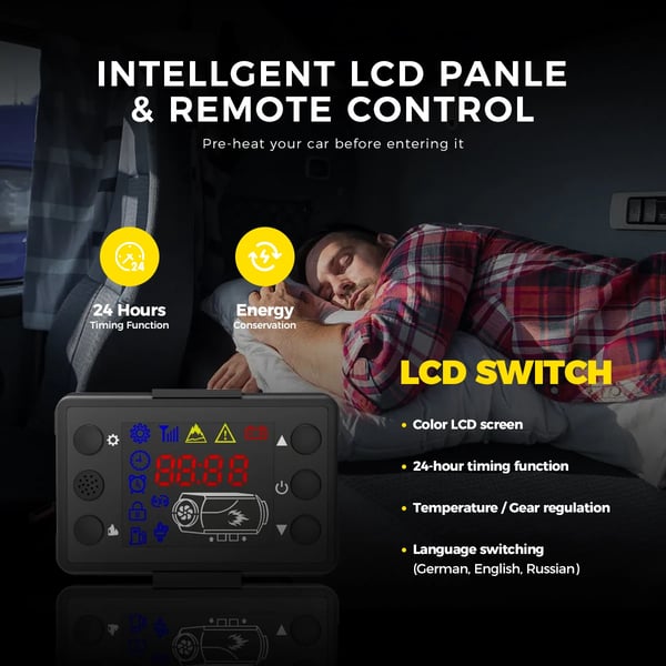 Dieselilmapatteri, LCD-ohjaus kaukosäätimellä,8KW 12V 24V