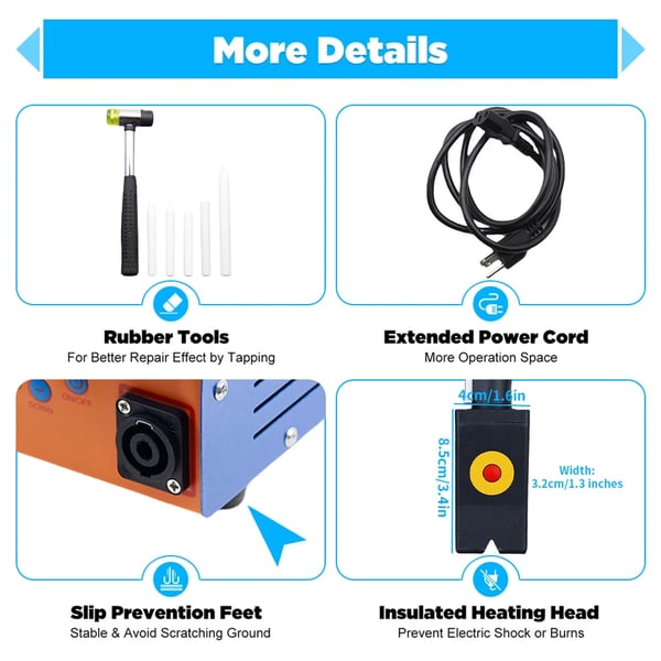 Induktionsreparationsmaskine til dent, 1100 watt, 110V AC, digital kontrol, letvægts 4,5 lbs, 12 x 8 x 6 tommer