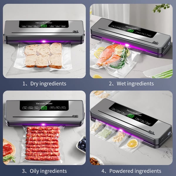 Vakuumforseglingsmaskine, 5 Forseglingsmetoder, Kraftig Sug,Grå, EU-stik