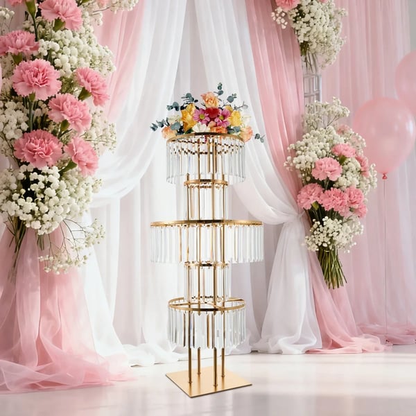 Blomsterstand, 5-lags design, elegant guldfinish,Guld