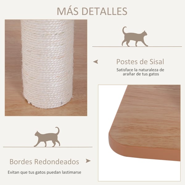 Kattetårn, 4-niveau design, holdbare materialer,71.5X49.5X120 cm, Naturligt Træ