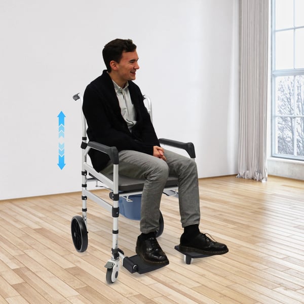 Brusebænk, Højdejusterbar, Rullende med Sikkerhedsfunktioner,sort