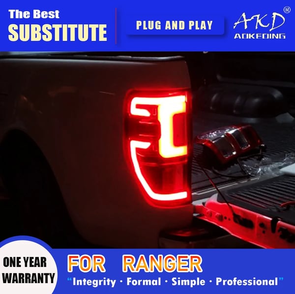 Baglygtesamling, LED, til Ford Ranger 2012-2020,Røg