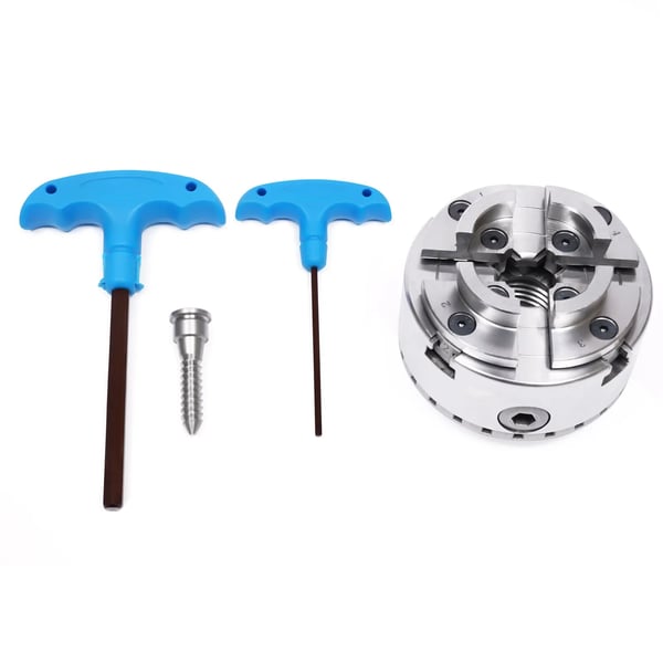 4-Kæbe Selvjusterende Gear Scroll Chuck, Højstyrke 40Cr Materiale, Dimensioner 71mm x 81mm, Vægt 2.4kg, Justerbar Klemrange, Egnet til Trædrejebænke