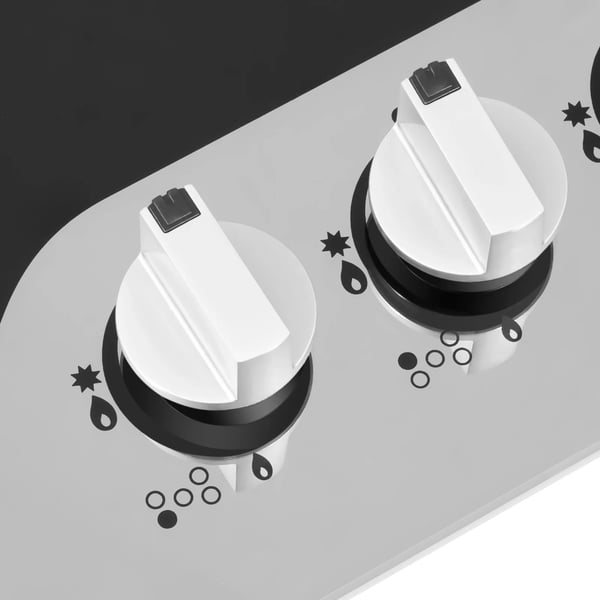 Gasblus, belagt glas, 5 varmeelementer, egnet til LPG/NG, 63% termisk effektivitet, indbygget/bordplade installation