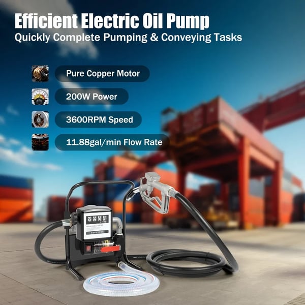 Elektrisk dieselpumpe, flowhastighed 45 L/min, effekt 375 W, sugehøjde 10 m,sort