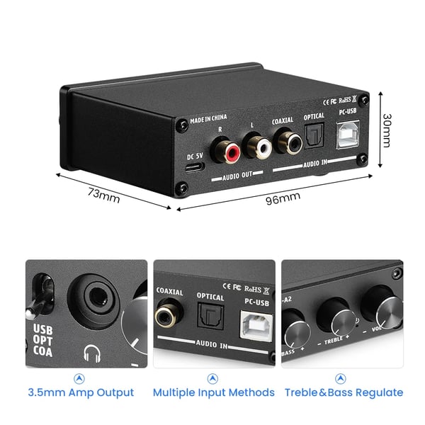 Ljuddecoder, USB DAC, Hörlursförstärkare,DAC-A2